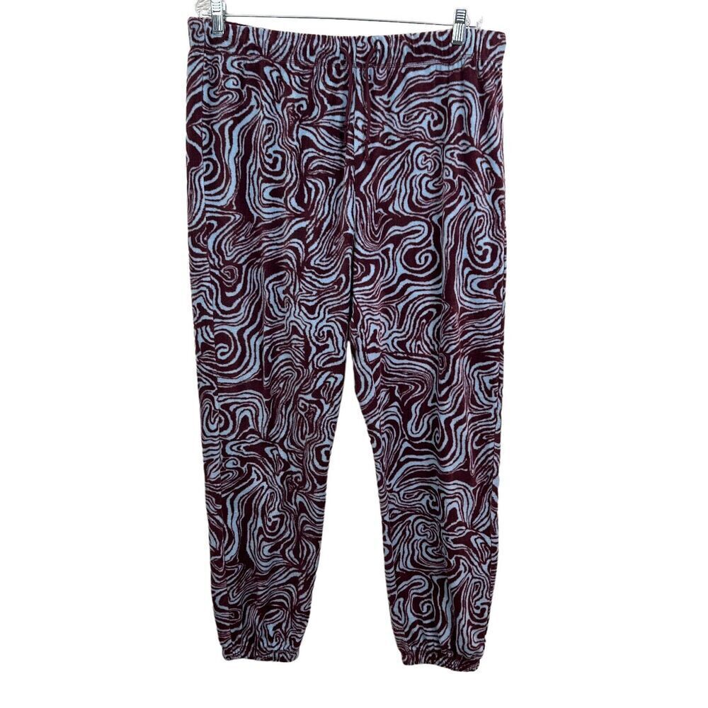 Abound Womens Fleece Pajama Pants Drawstring Elastic Waist Burgundy Blue Sz XL*